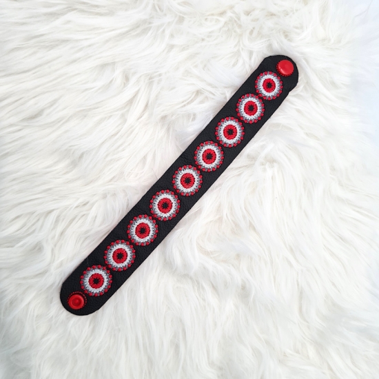 Preview: Armband in schwarz/rot, Echt-Leder, 24cm lang